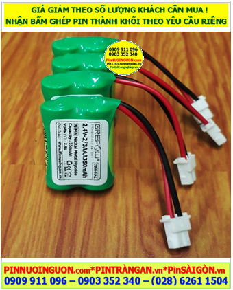 Pin điện thoại bàn 2.4v-2/3AAA350mAh, Pin sạc NiMh 2.4v-2/3AAA350mAh, Pin sạc chất lượng cao GREPOW 2.4v-2/3AAA350mAh